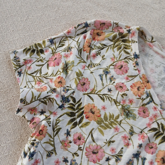 j.jill ♡ pima short sleeve v-neck tee shirt flowers floral - Picture 2 of 10